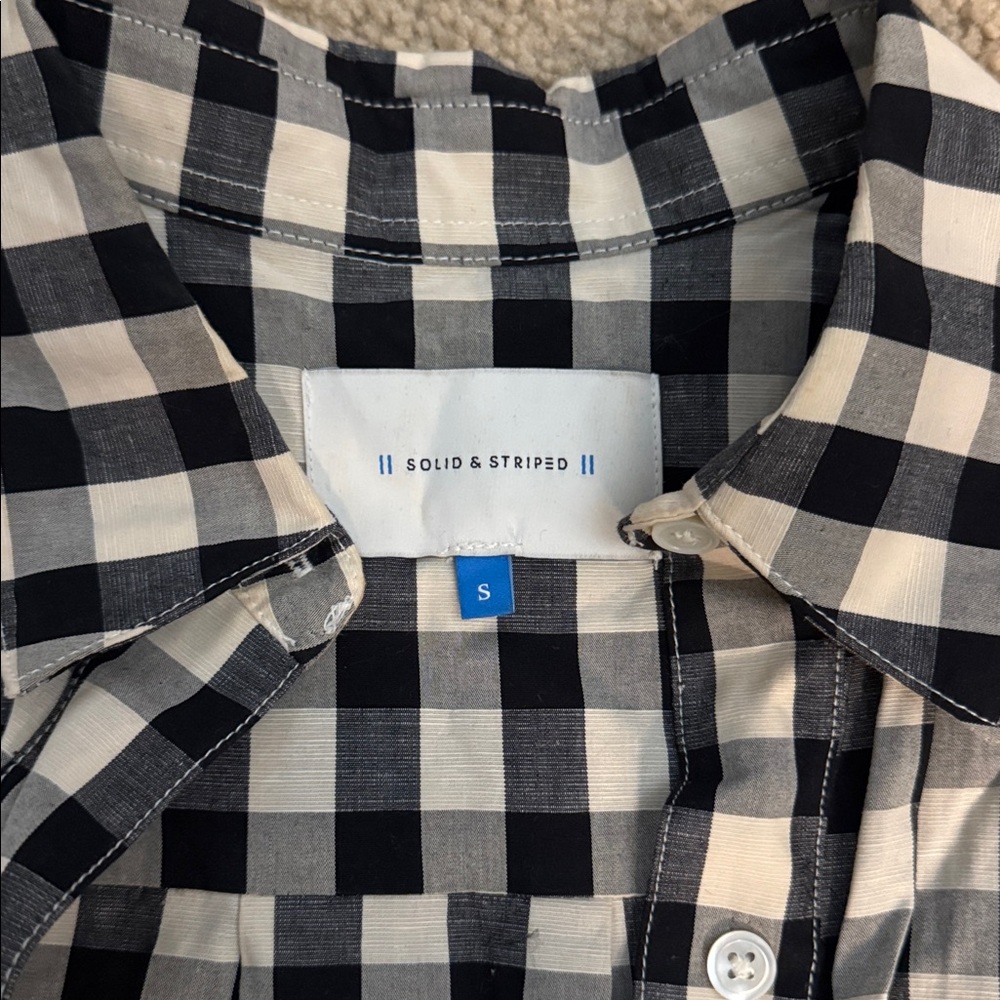 Solid + Striped Gingham Romper Sz Small - image 5